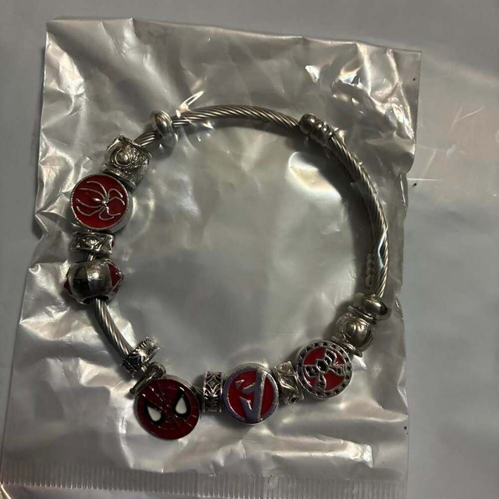 Marvel Spider-Man Silver Tone Charm Bracelet
